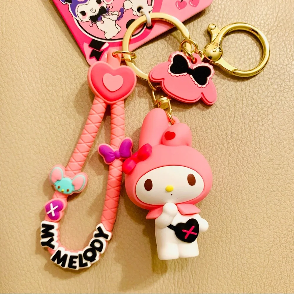 Sanrio My Melody Kuromi Pink Keychain Kawaii Bag Charm Cute Anime Gift New NWT